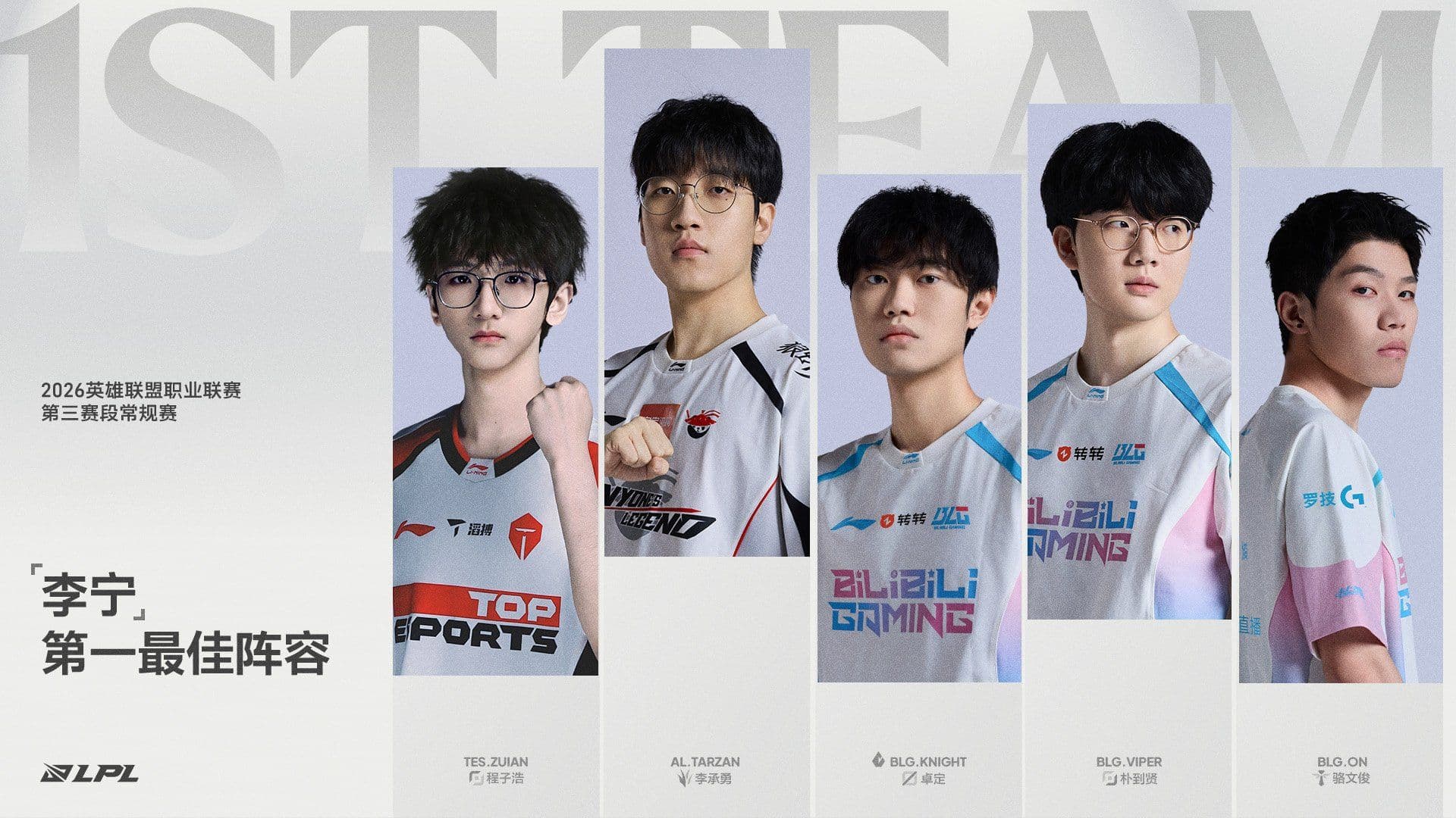 Primeira Seleção All-Pro do 3º Split da LPL 2026 (Foto: LPL)