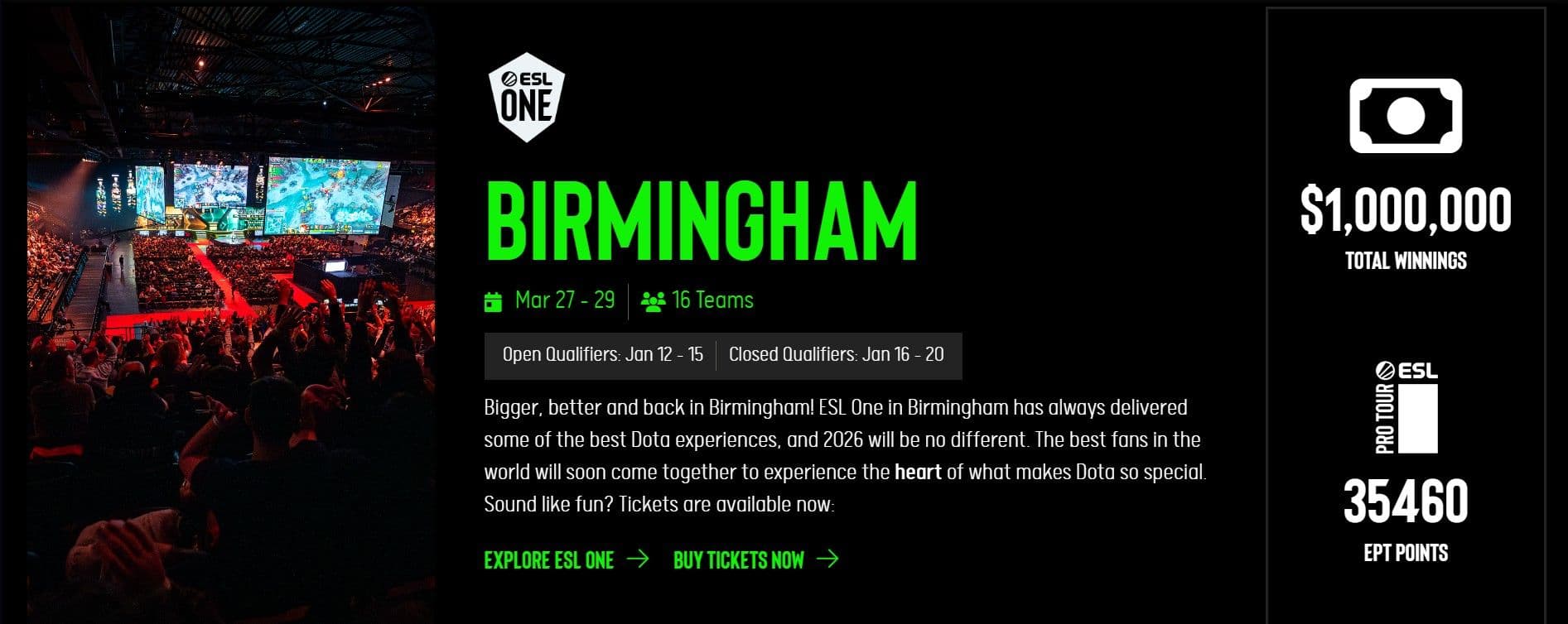 The ESL One will come back next season, after the Esports World Cup and The International.