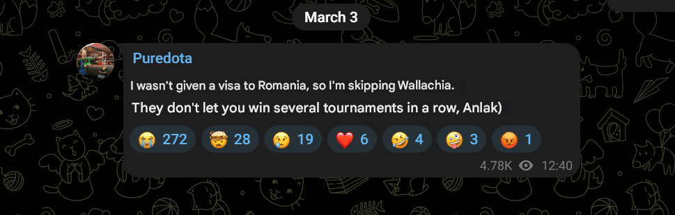 Pure was denied a visa but he doesn't seem to be too upset about it.