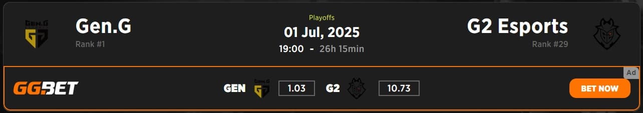 Gen.G vs G2 Esports MSI 2025 