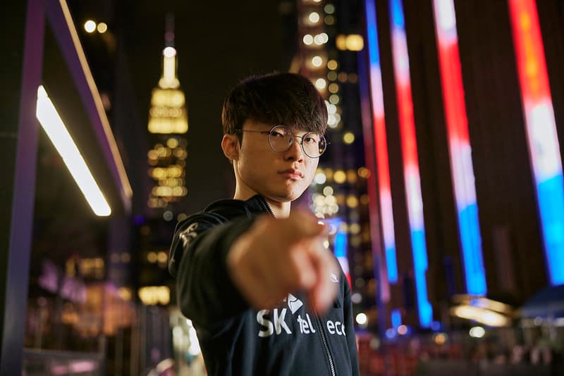 Faker posing for Worlds 2022 Group Stage in New York