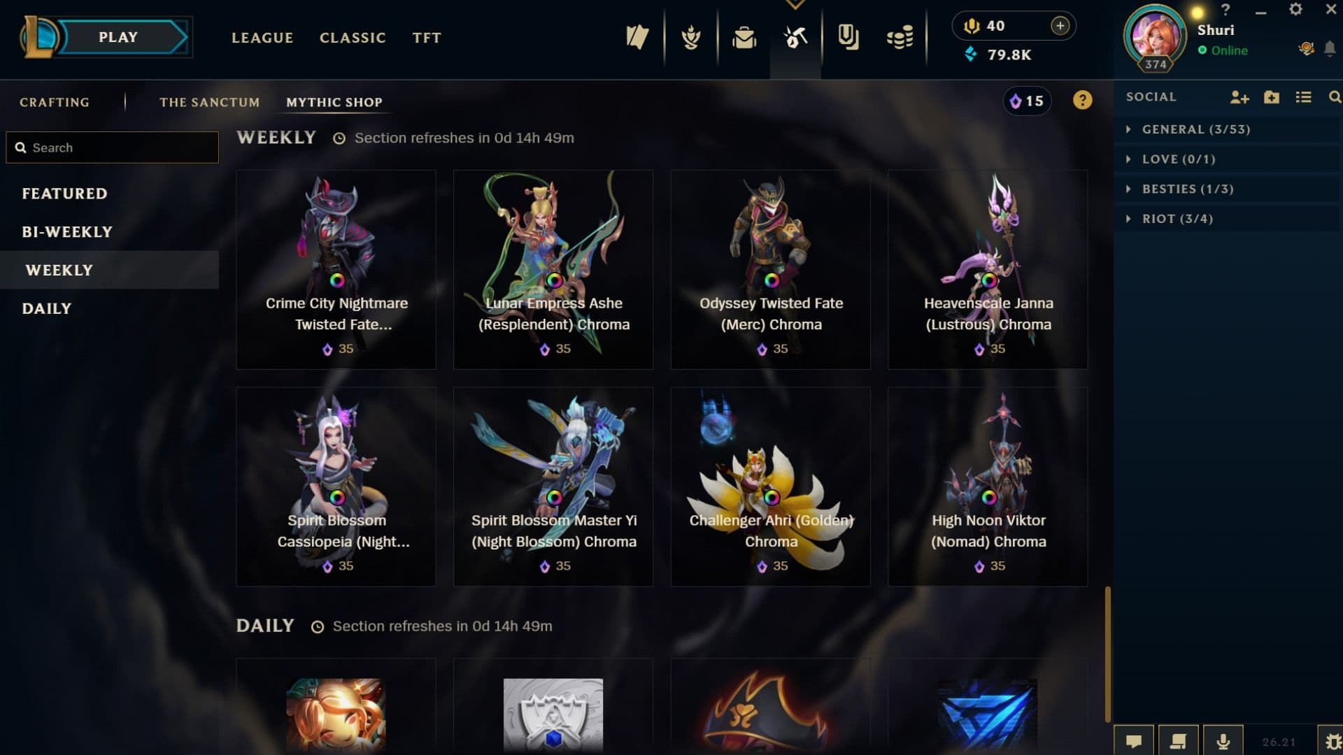 The Weekly and Daily Mythic Shops will also be personalized (Photo by Strafe/Riot Games)