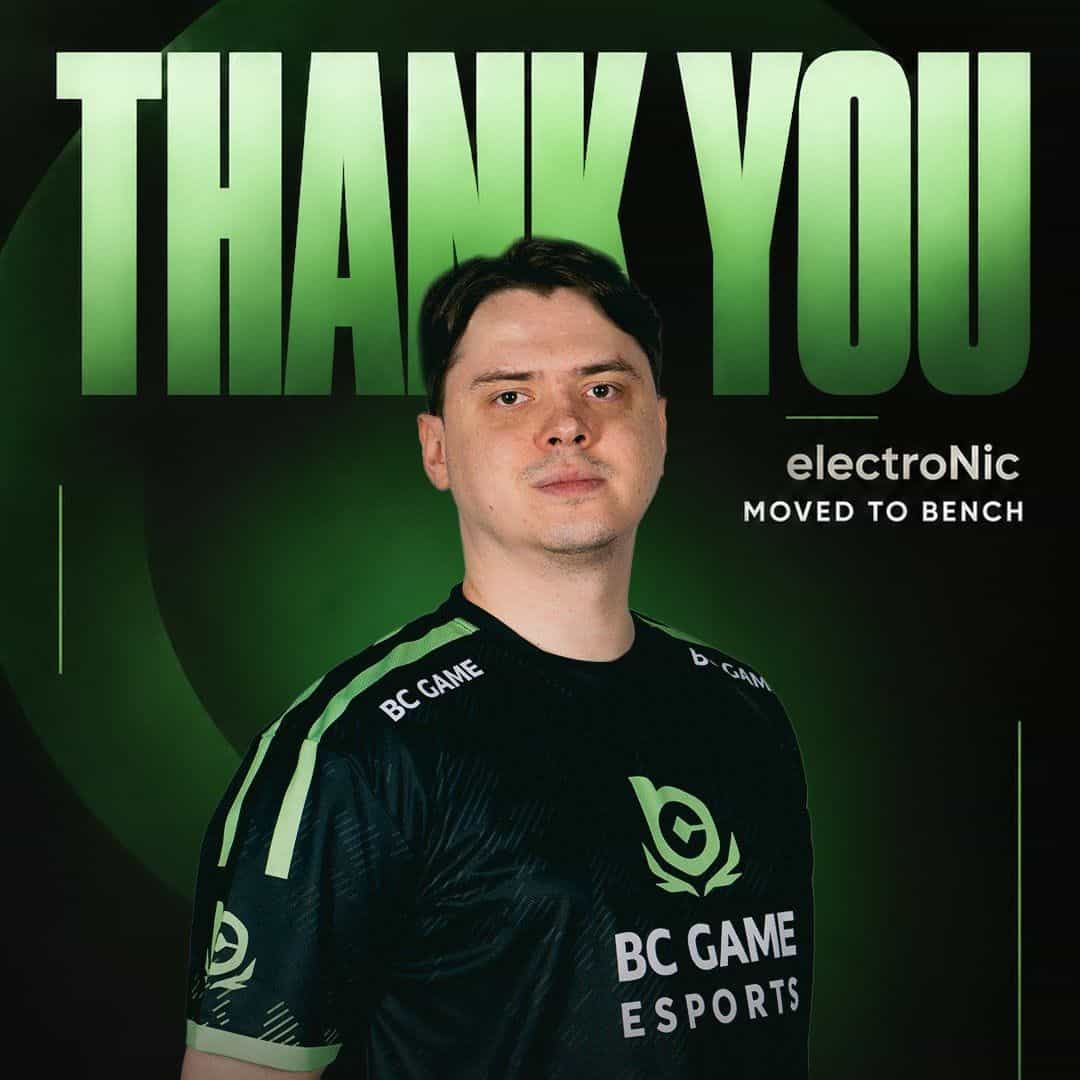 S1mple’s BC.Game bench electroNic, asap joins as replacement