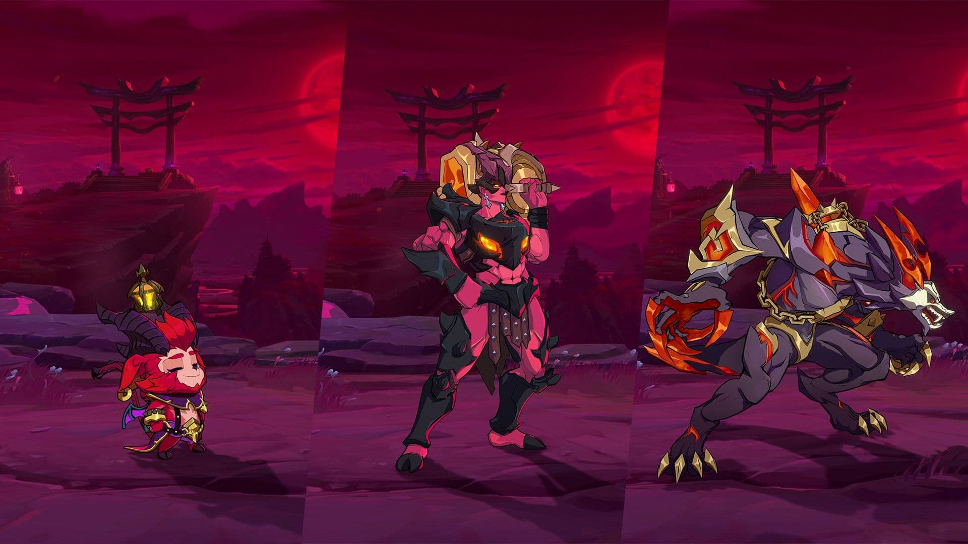Demonic skins for Teemo, Illaoi, and Warwick (Photo by Riot Games)