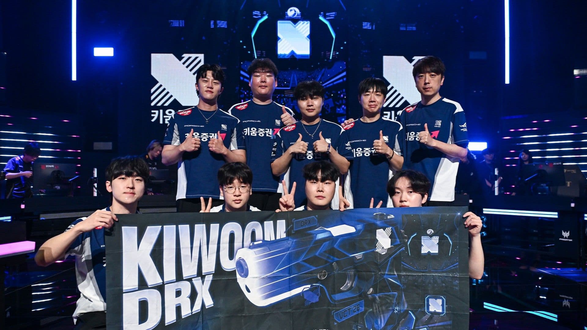 DRX celebrating on stage after qualifying for VCT Pacific 2026 Stage 2 playoffs (Image Source: Riot Games)