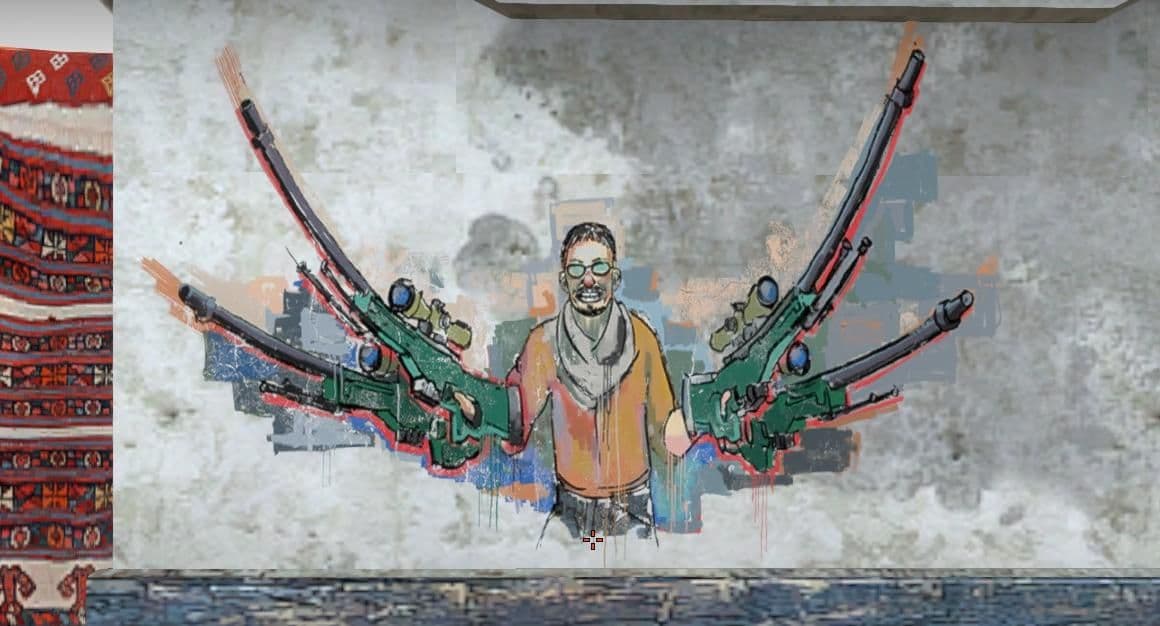Fnatic 4 AWP graffiti on Dust2
