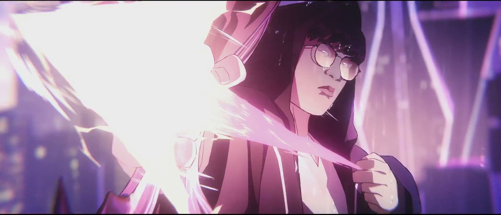 Faker is caught by Varus’s attack during an animated recreation of the 2017 Worlds final.