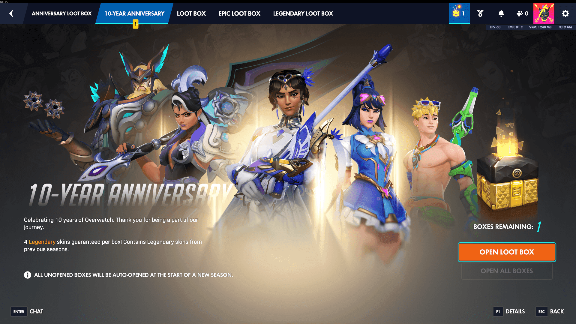 Overwatch 10-Year Anniversary Legendary Loot Box