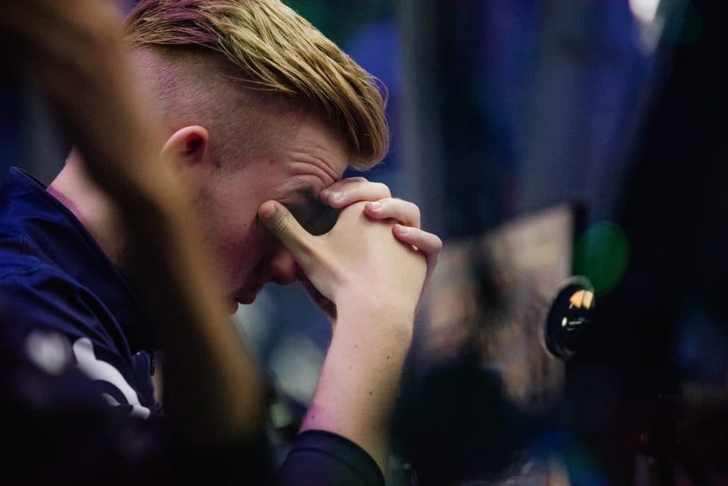 Cr1t- após ser eliminado no The International 2018. (Créditos: Valve)