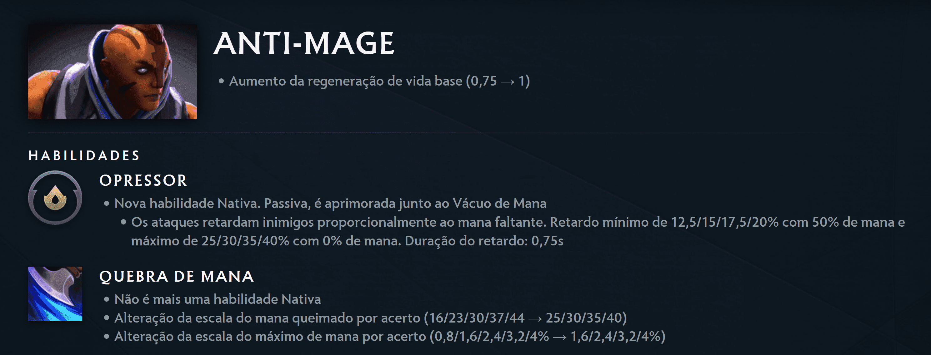 A lista da atualização não começa pelo Anti-Mage mas ele chama a atenção.