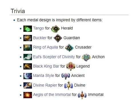 Cada medalha de MMR tem uma referência dentro do Dota 2.