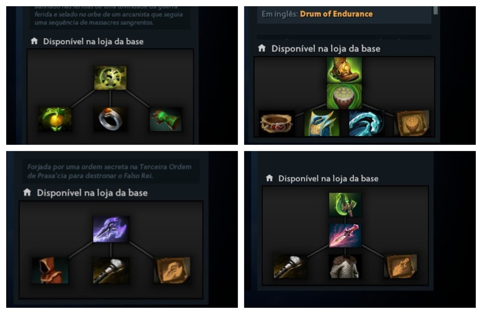 Opções de progressão de itens para o Riki.