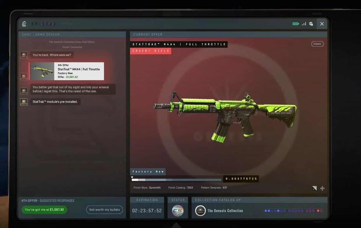 What Is Valve Thinking? CS2 Genesis Collection Skin Costs $1500 USD