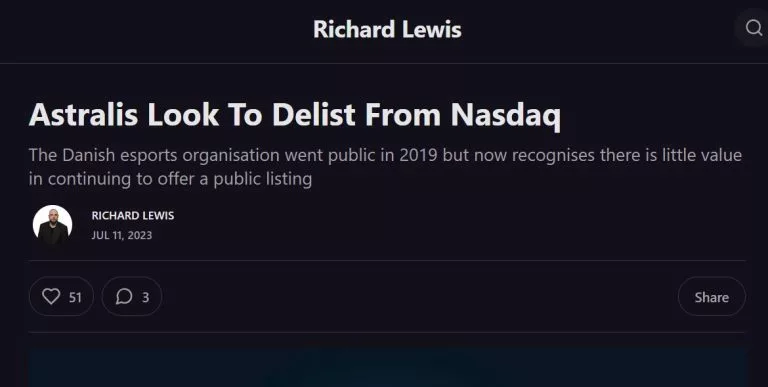 Astralis delist nasdaq (credits: Richard Lewis)