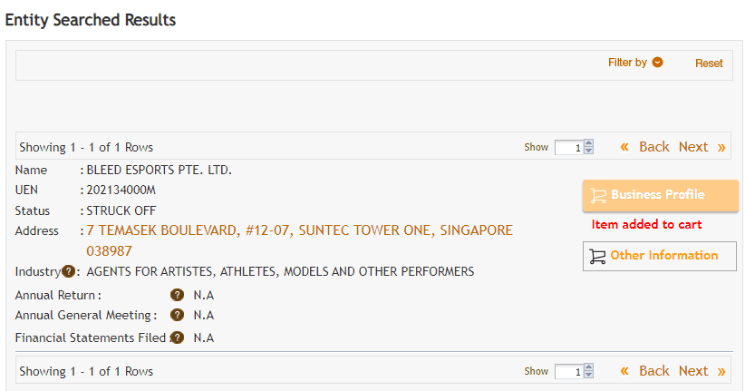 BLEED has been struck off from Singapore's ACRA
