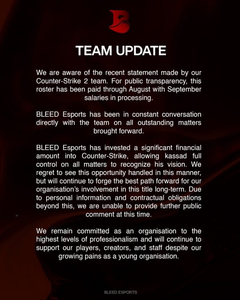 BLEED statement to unpaid salaries