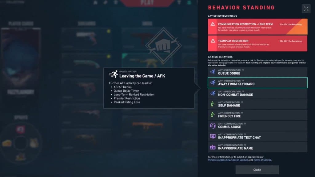 Behaviour Status VALORANT