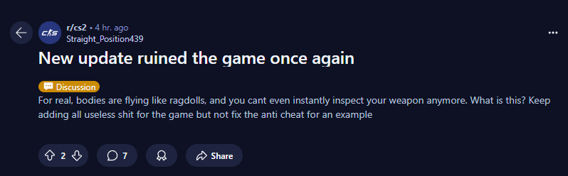 CS2 backlash over inspect bug (2)