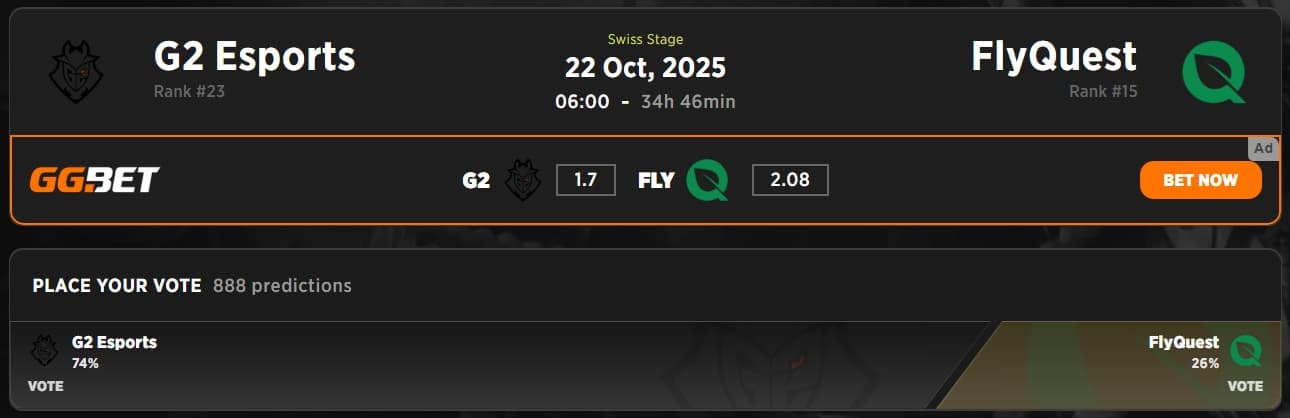 G2 Esports vs FlyQuest Worlds 2025 - Strafe Esports