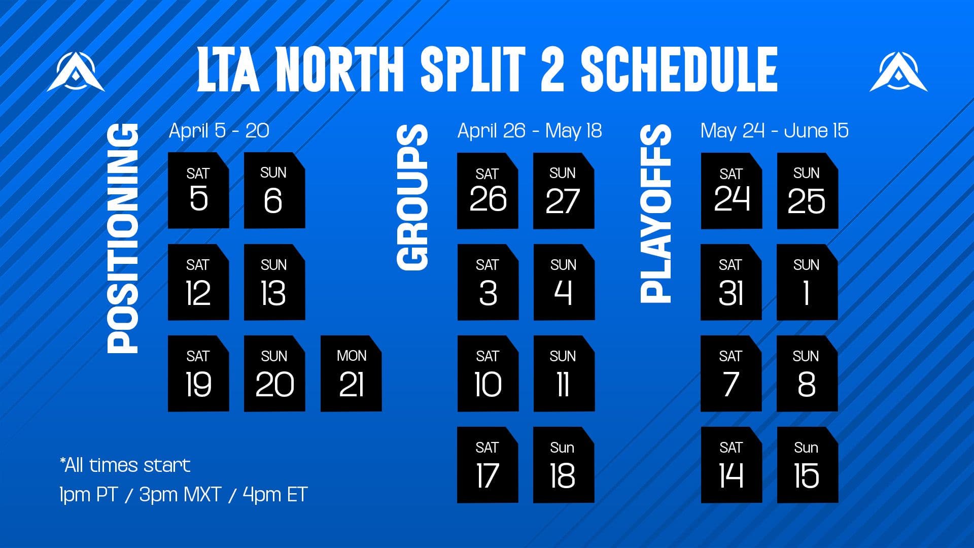 LTA Split 2 schedule