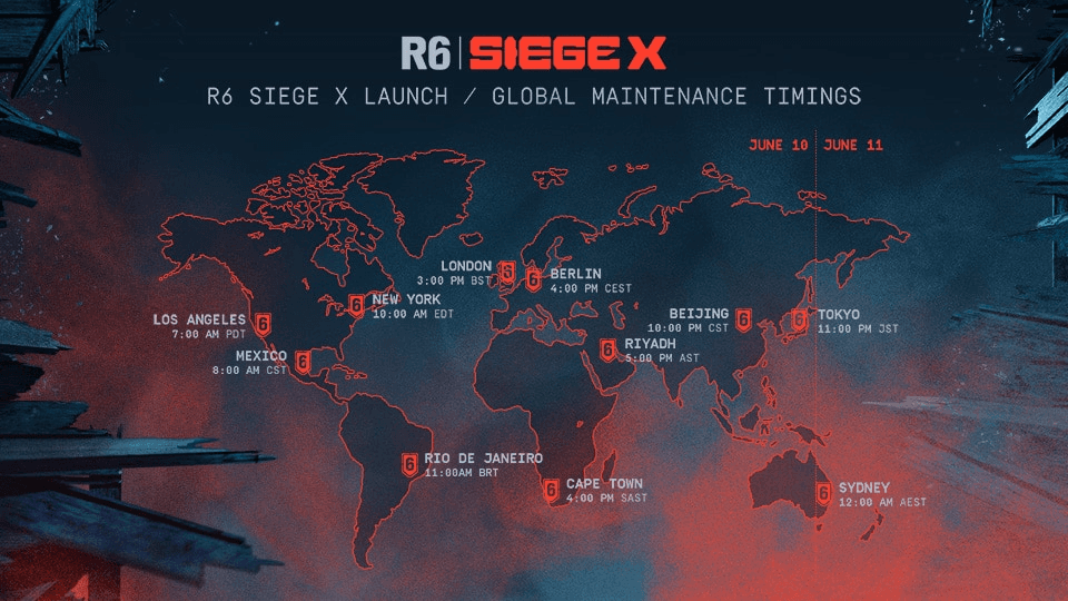 Rainbow Six Siege X Maintenance Times Worldwide