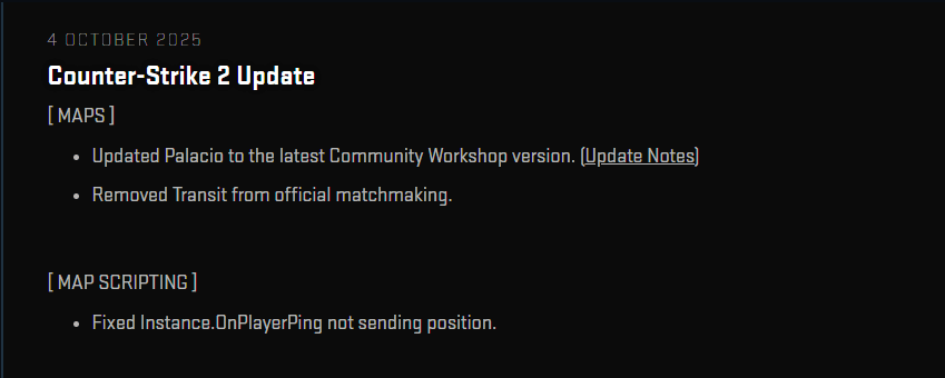 CS2 Update 4 Oct 2025