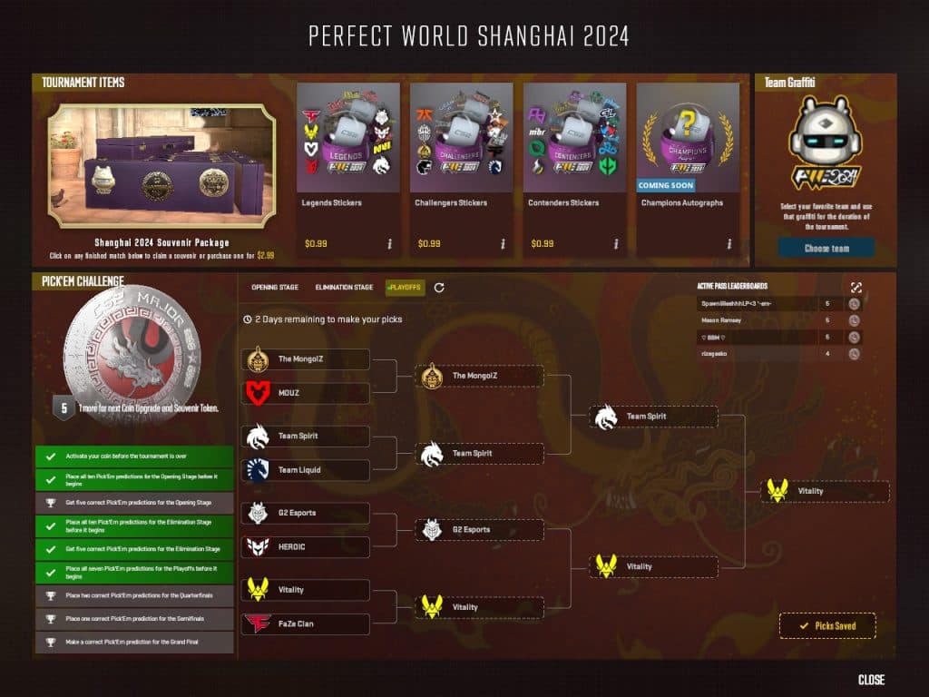 Shanghai Major playoffs pick'em