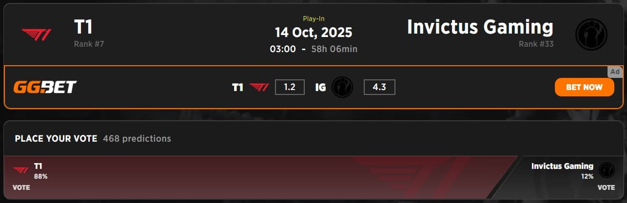 T1 vs Invictus Gaming Worlds 2025 Play-In Stage