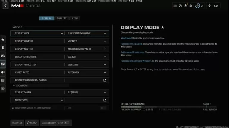 Call of Duty: Warzone II Display Settings (credits: Screeshot via Call of Duty)