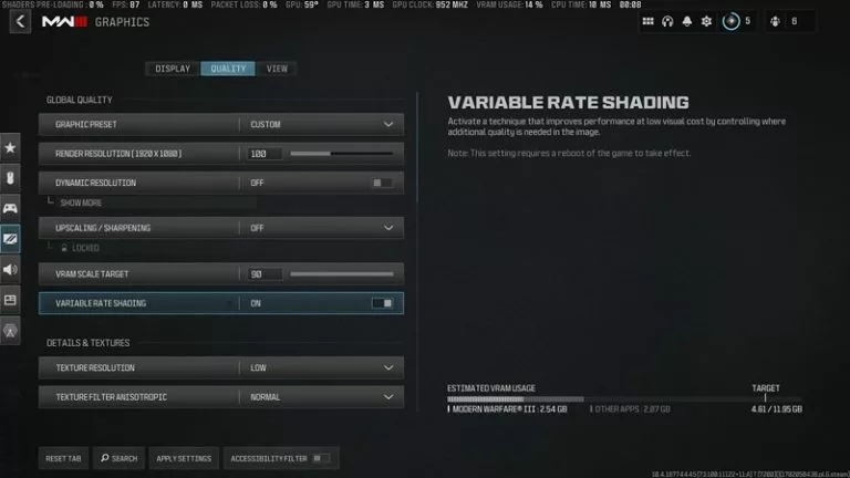 Call of Duty: Warzone II Quality Settings (credits: Screeshot via Call of Duty)