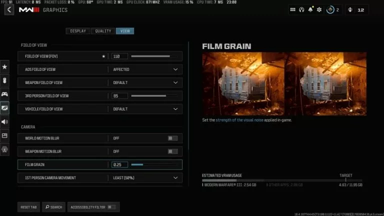 Call of Duty: Warzone II View Settings (credits: Screeshot via Call of Duty)