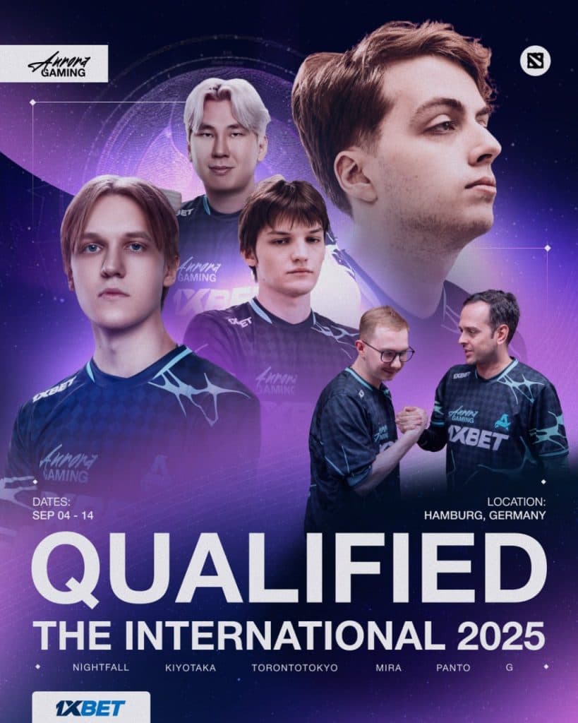 Aurora Gaming was the first team qualified to The International 2025. - Credit: Twitter (@AuroraDota2_GG)