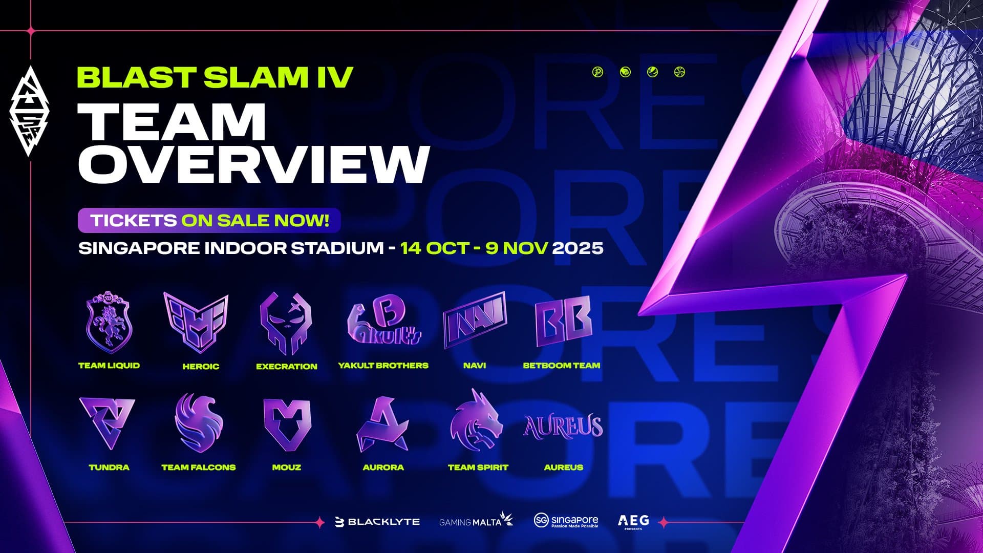 Lineup with the full list of teams taking part in the BLAST Slam IV.