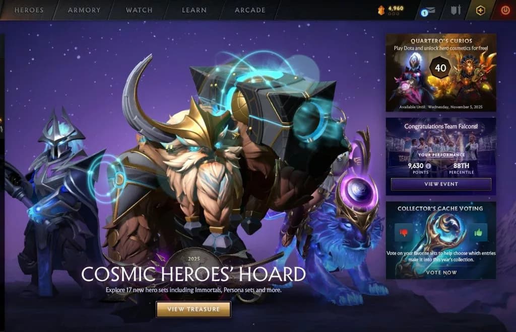 The Collector's Cache Voting is on the bottom right on the Dota 2 home screen.