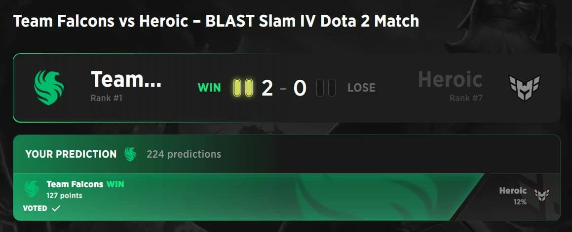 Team Falcons overcomes Heroic to get to the Grand Finals.