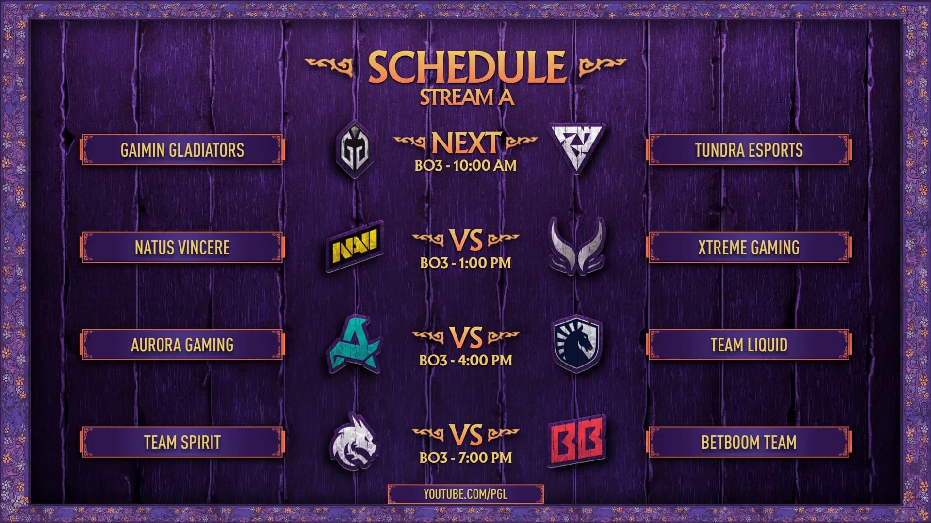 Schedule for the first day of playoffs on the PGL Wallachia Season 5.