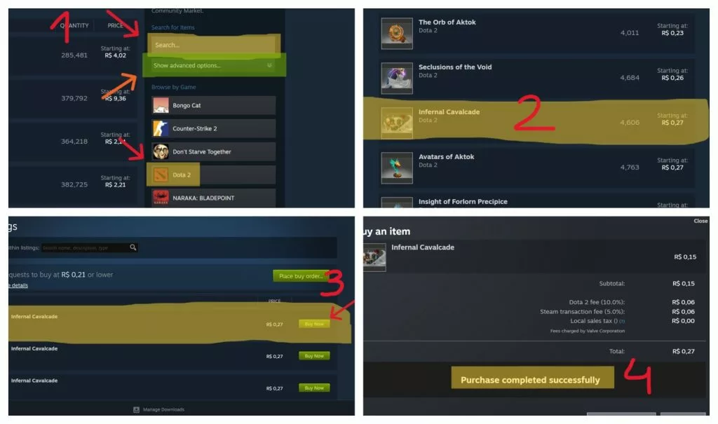 Buying new items in the Steam Market has no big secret.