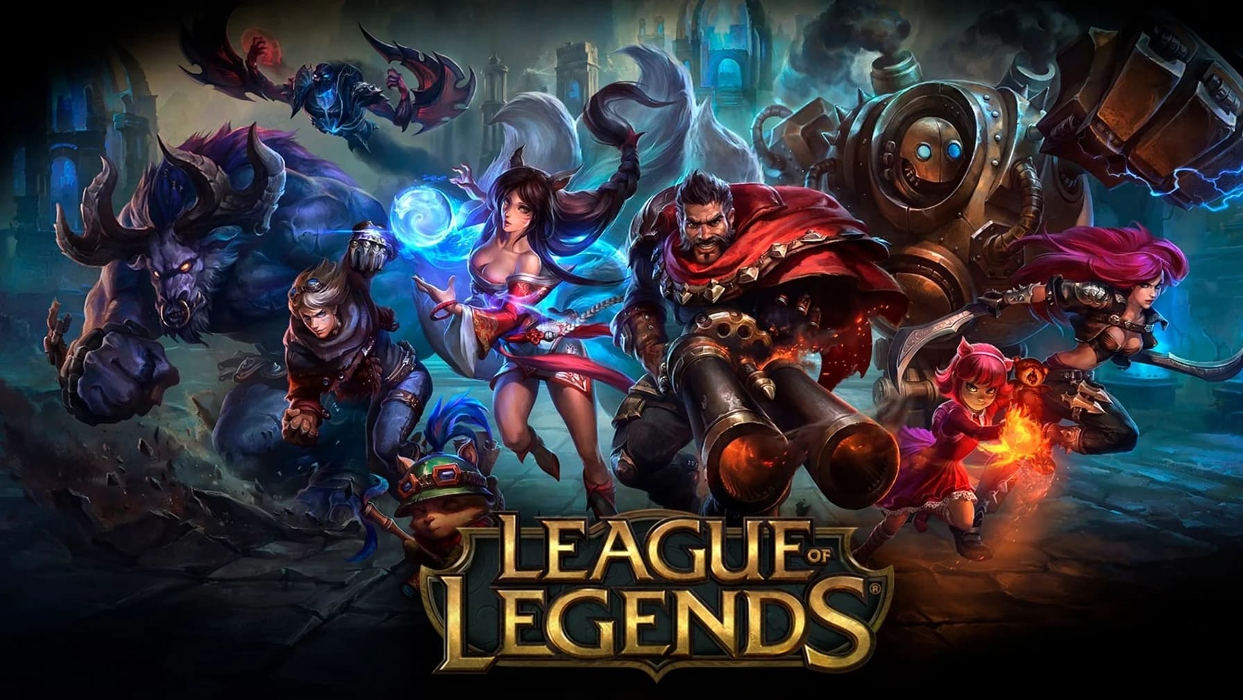 League of Legends banner showing a group of champions