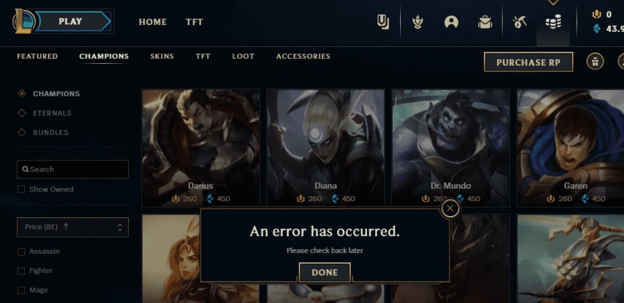 How to Fix "An Error has Occurred" in Shop bug for League of Legends